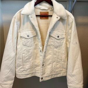 Levi's Cream Sherpa Lined Denim Jacket